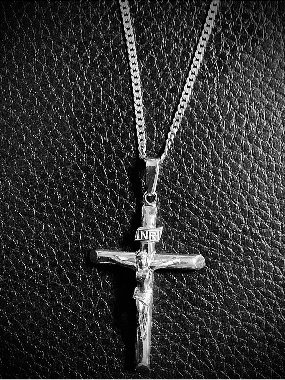 Silver Crucifix Pendant Necklace - Men's Religious Jewelry